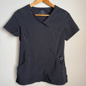 Cherokee Infinity Women's XS Short Sleeve Scrub Top‎ Black V-Neck Pockets